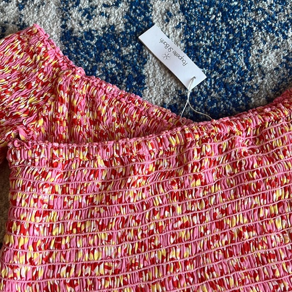 POUPETTE ST BARTH
Soledad Off-the-shoulder Smocked Blouse In Pink Small - Picture 6 of 8